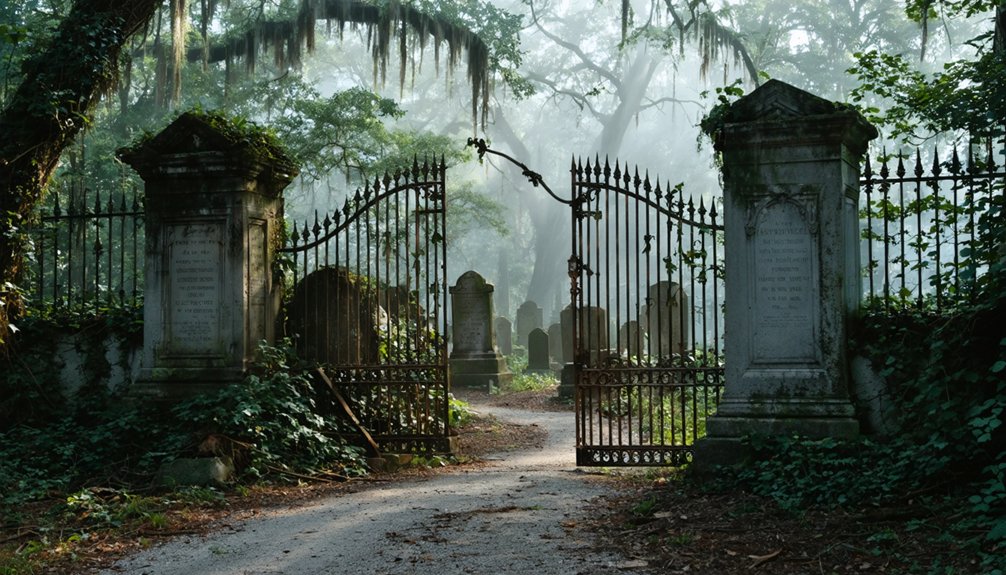 overgrown unmarked respectful cemetery