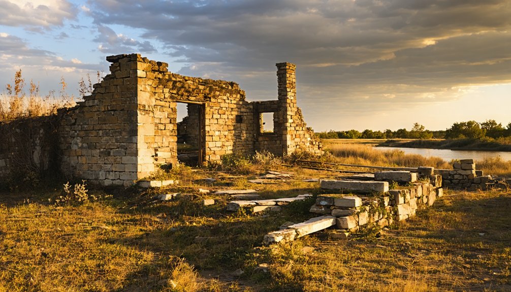 submerged ruins and remnants
